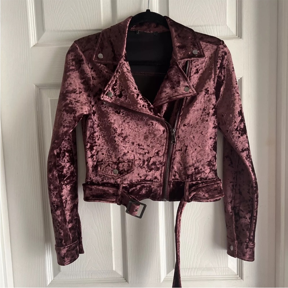 Small Purple Velvet Moto Jacket